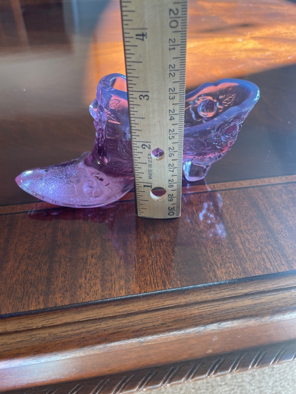 FENTON Rose Magnolia opalescent cabbage, and rose slipper - Picture 7 of 9